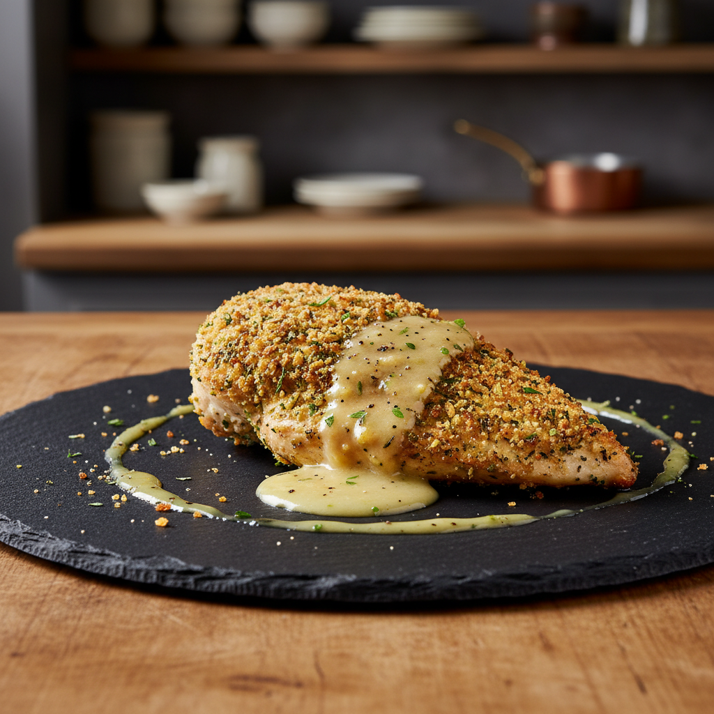 Herb-Crusted Chicken with Lemon Butter Sauce