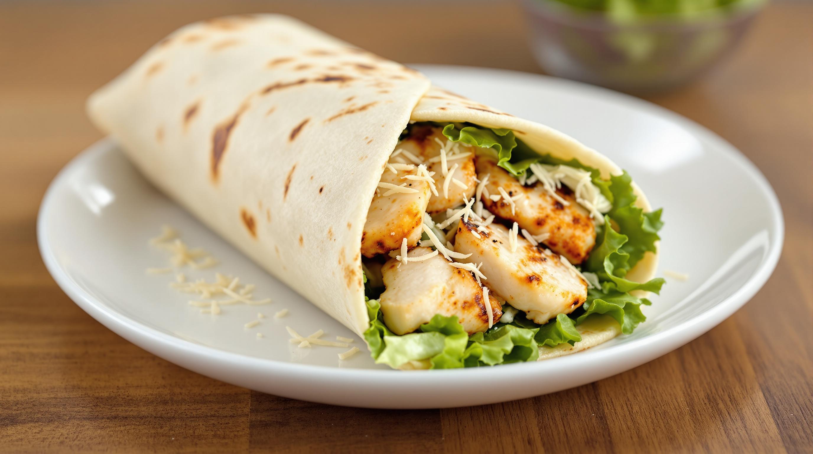 High Protein Chicken Caesar Salad Wrap