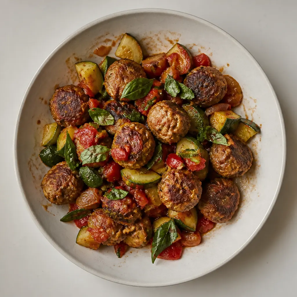 Meatball Courgette Frying Pan
