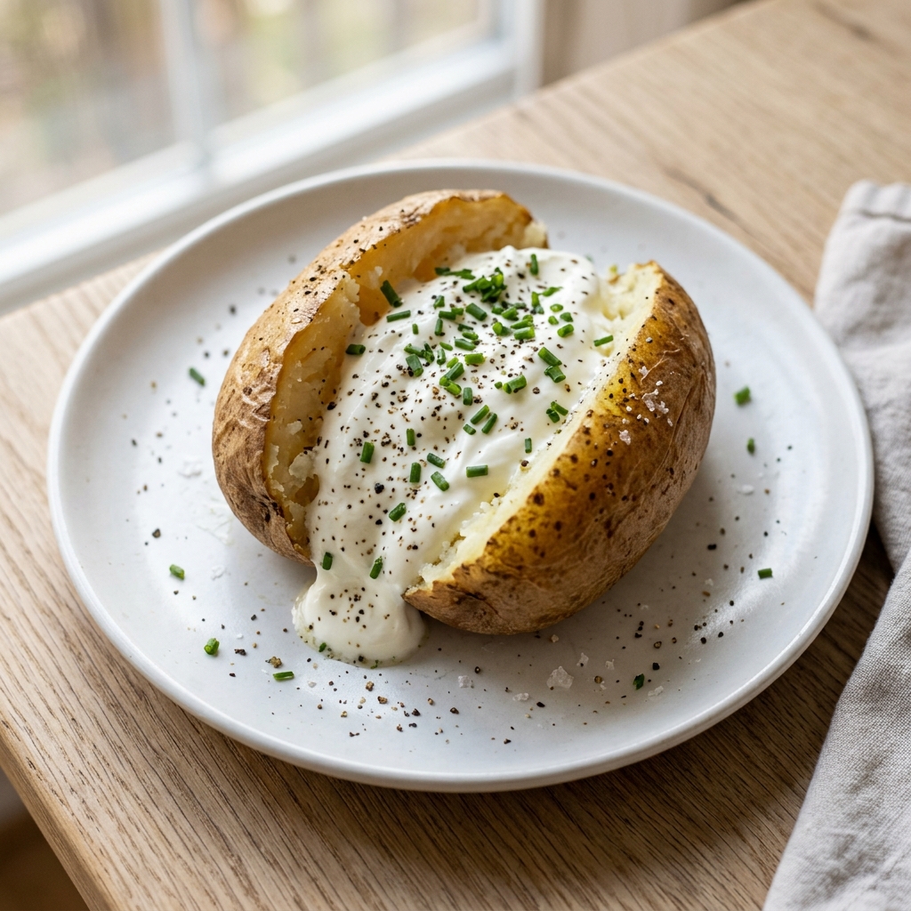 Microwave Sour Cream Baked Potato