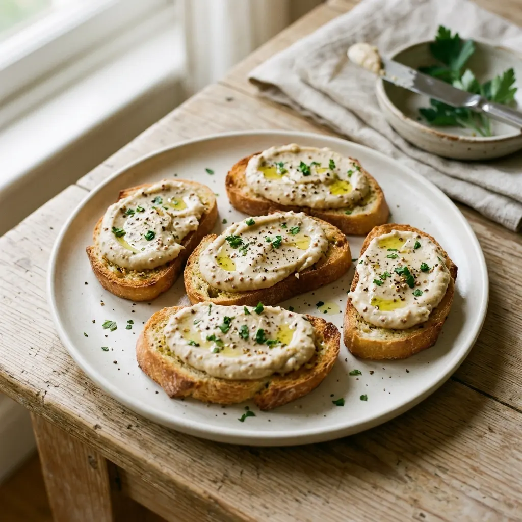 Mustard and Butterbean Pâté with Garlic Toasts