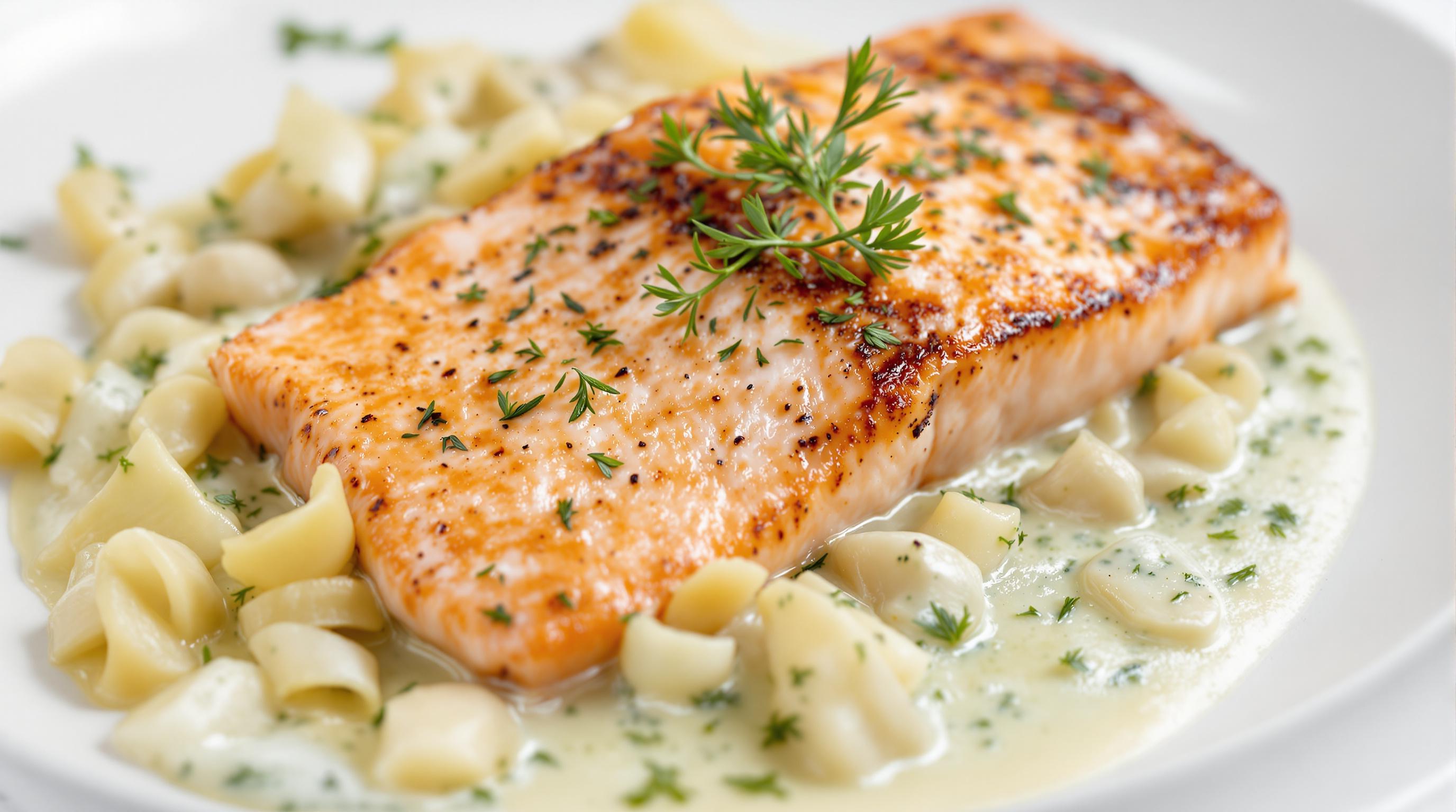 Pan-Seared Salmon with Creamy Leeks