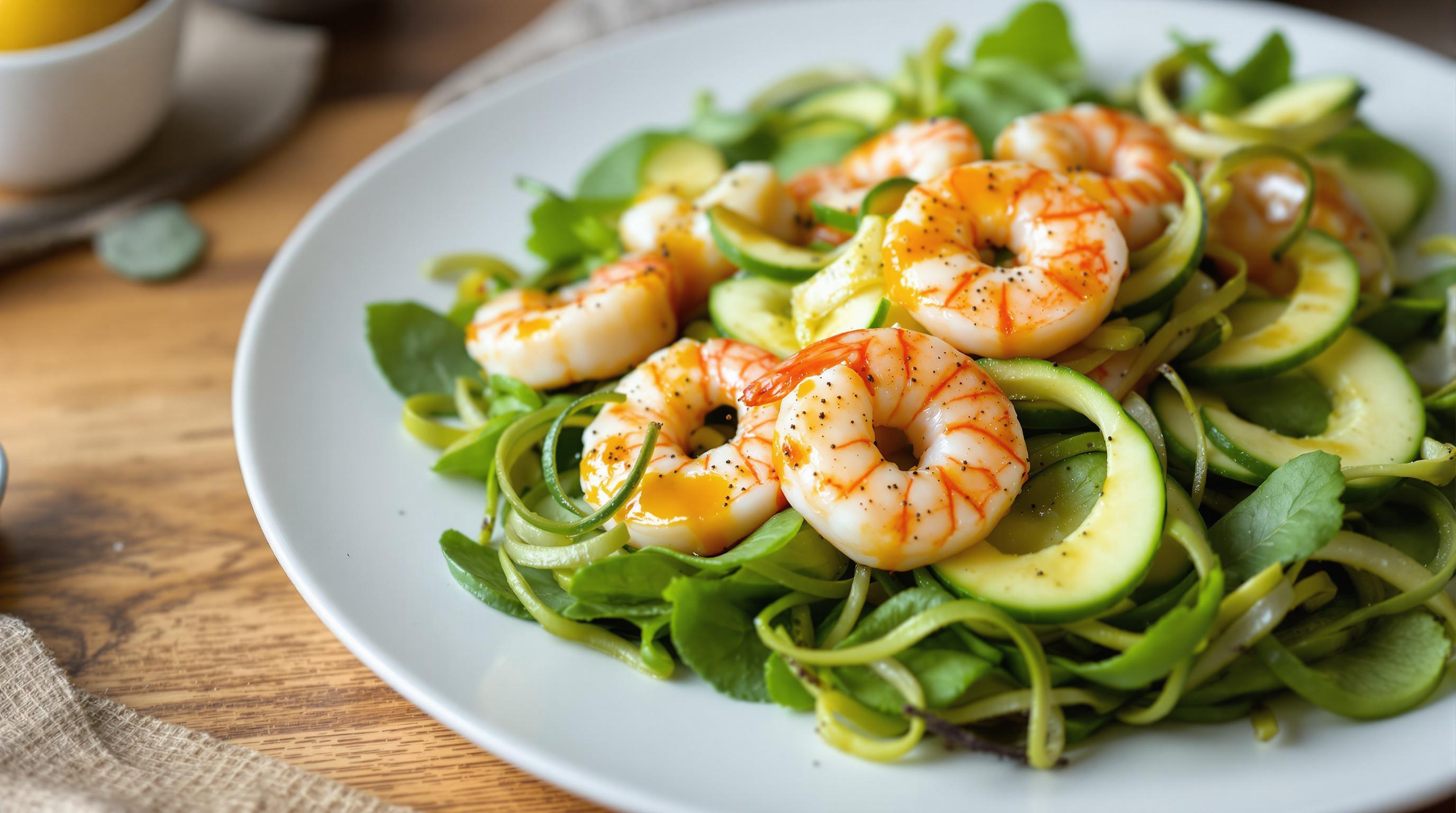 Prawn avocado cucumber salad