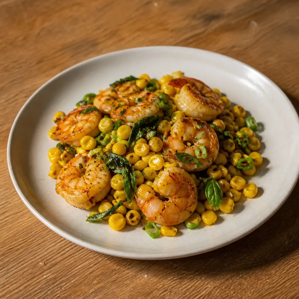 Prawns and Corn with Basil