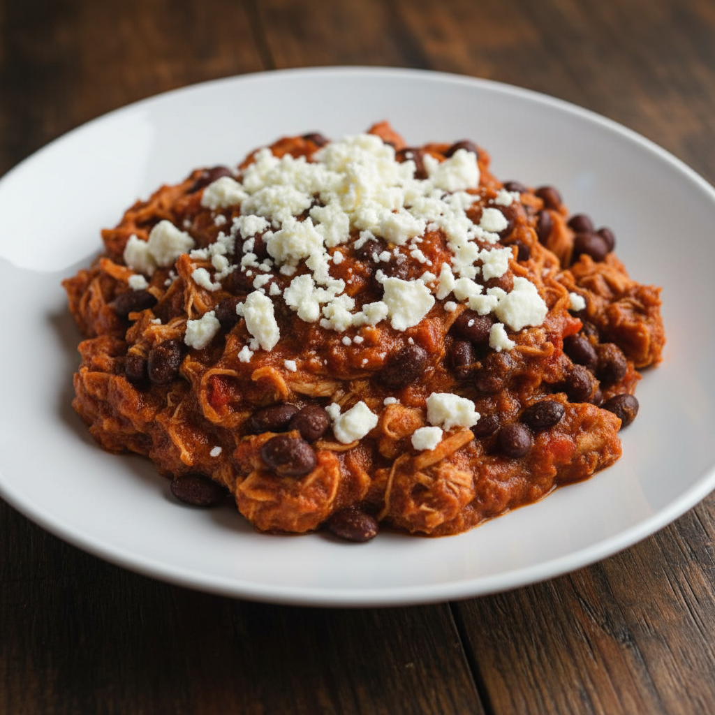 Pulled Chili Chicken with Black Beans