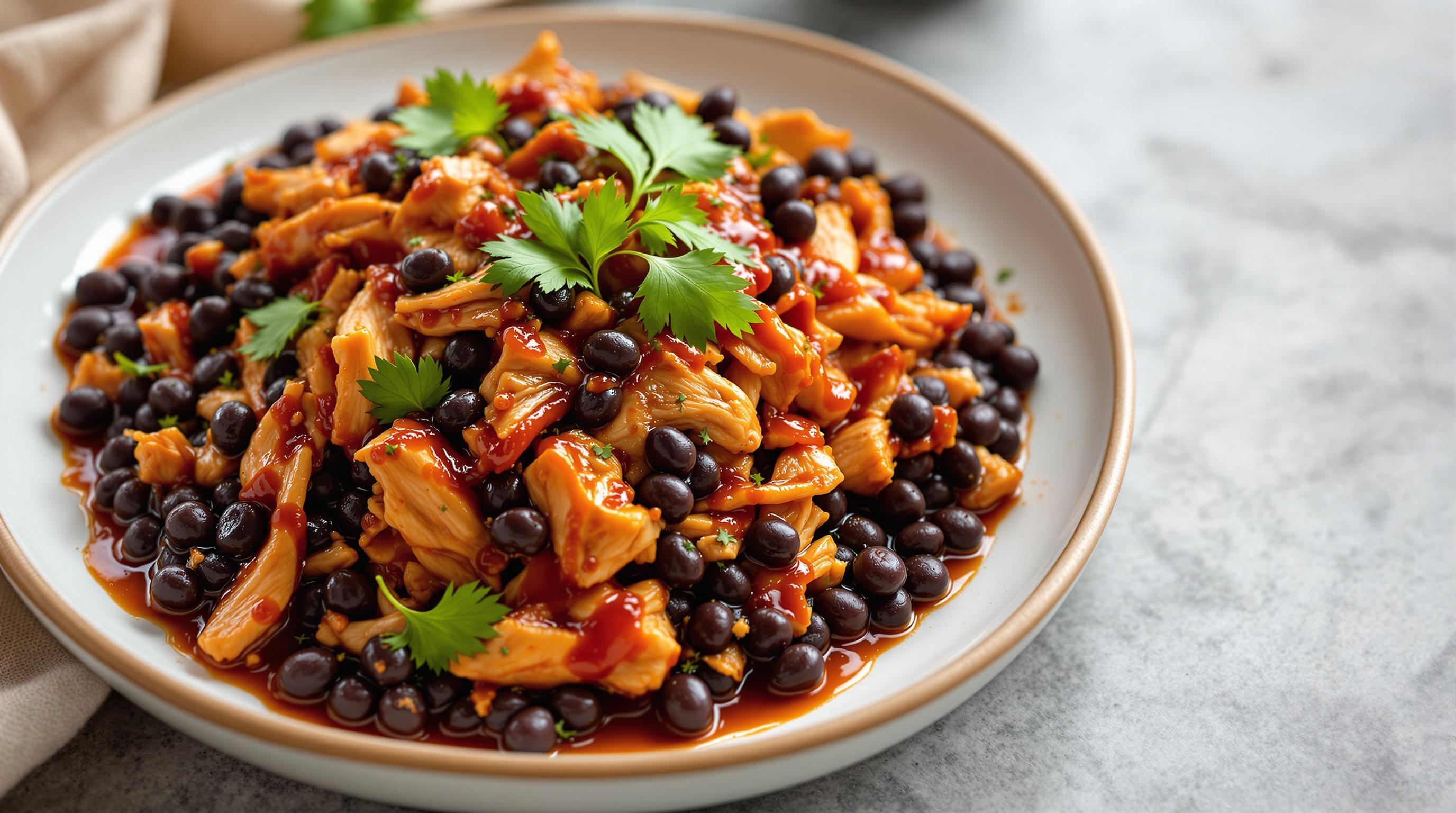 Pulled Chili Chicken with Black Beans