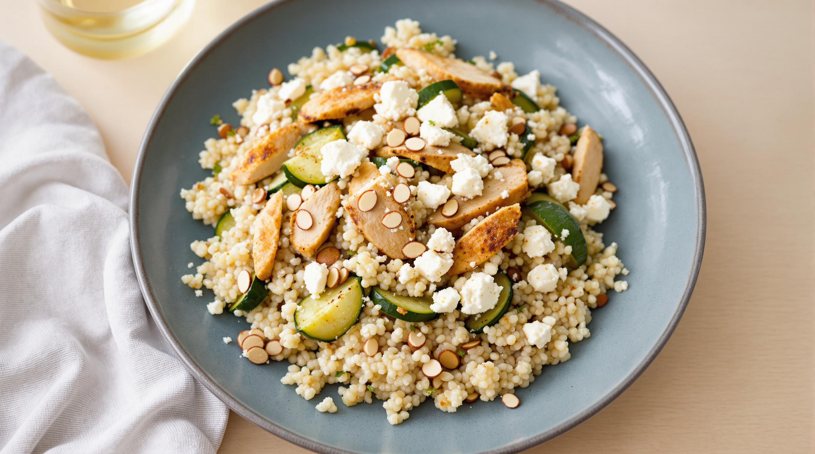 Quinoa Chicken Salad with Feta and Almonds