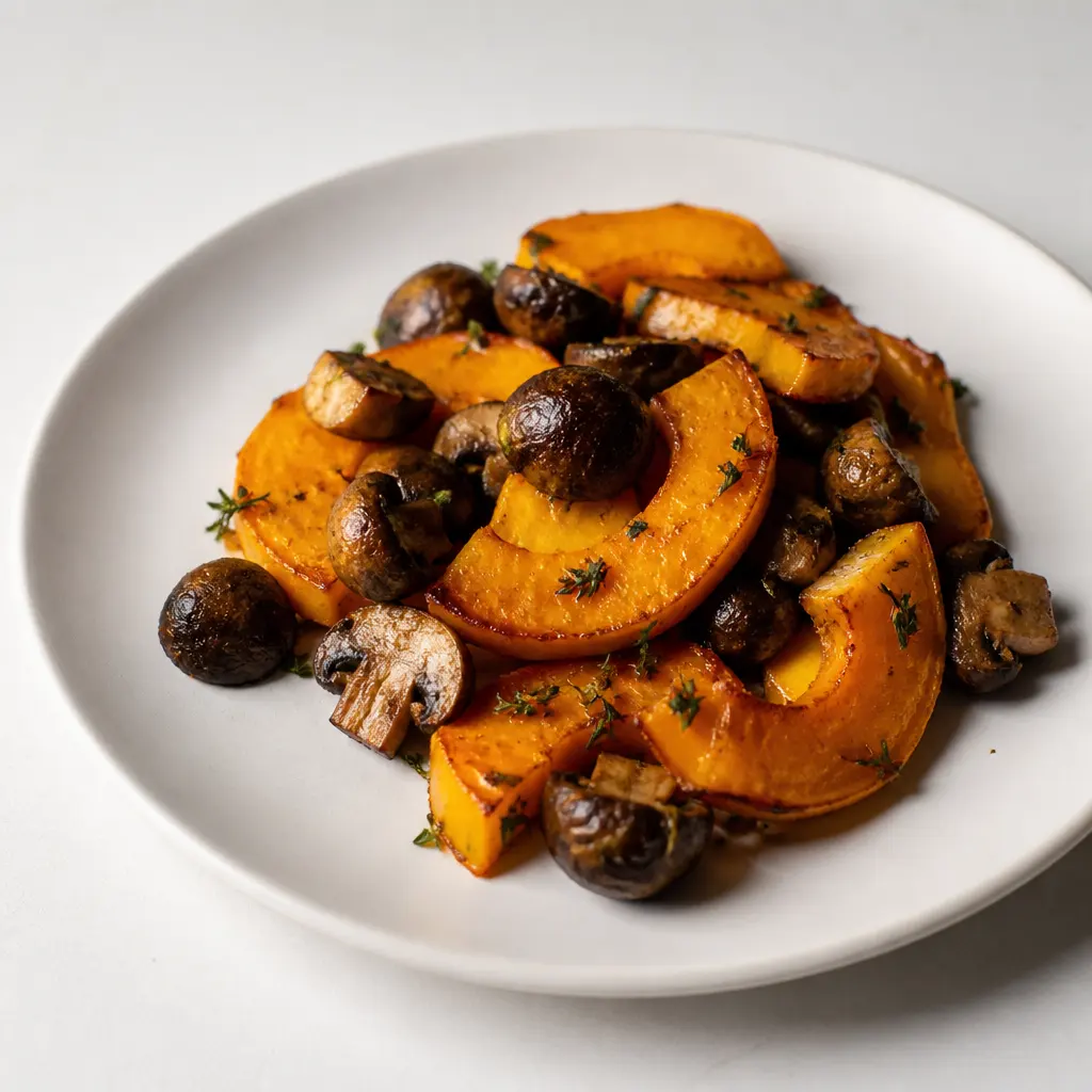 Roasted Butternut Squash and Mushrooms with Thyme