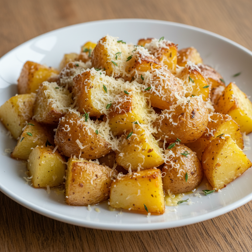 Roasted Garlic Butter Parmesan Potatoes