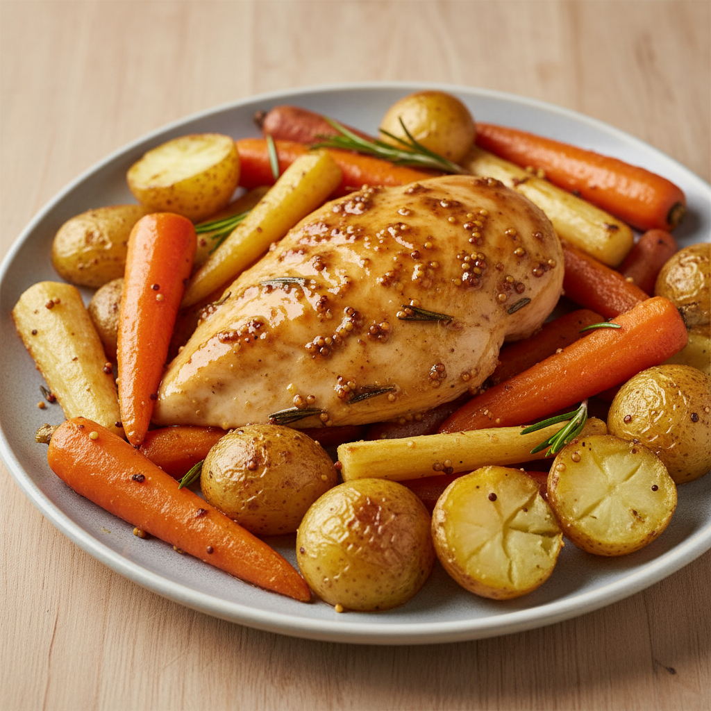 Rosemary Mustard Chicken with Roasted Vegetables
