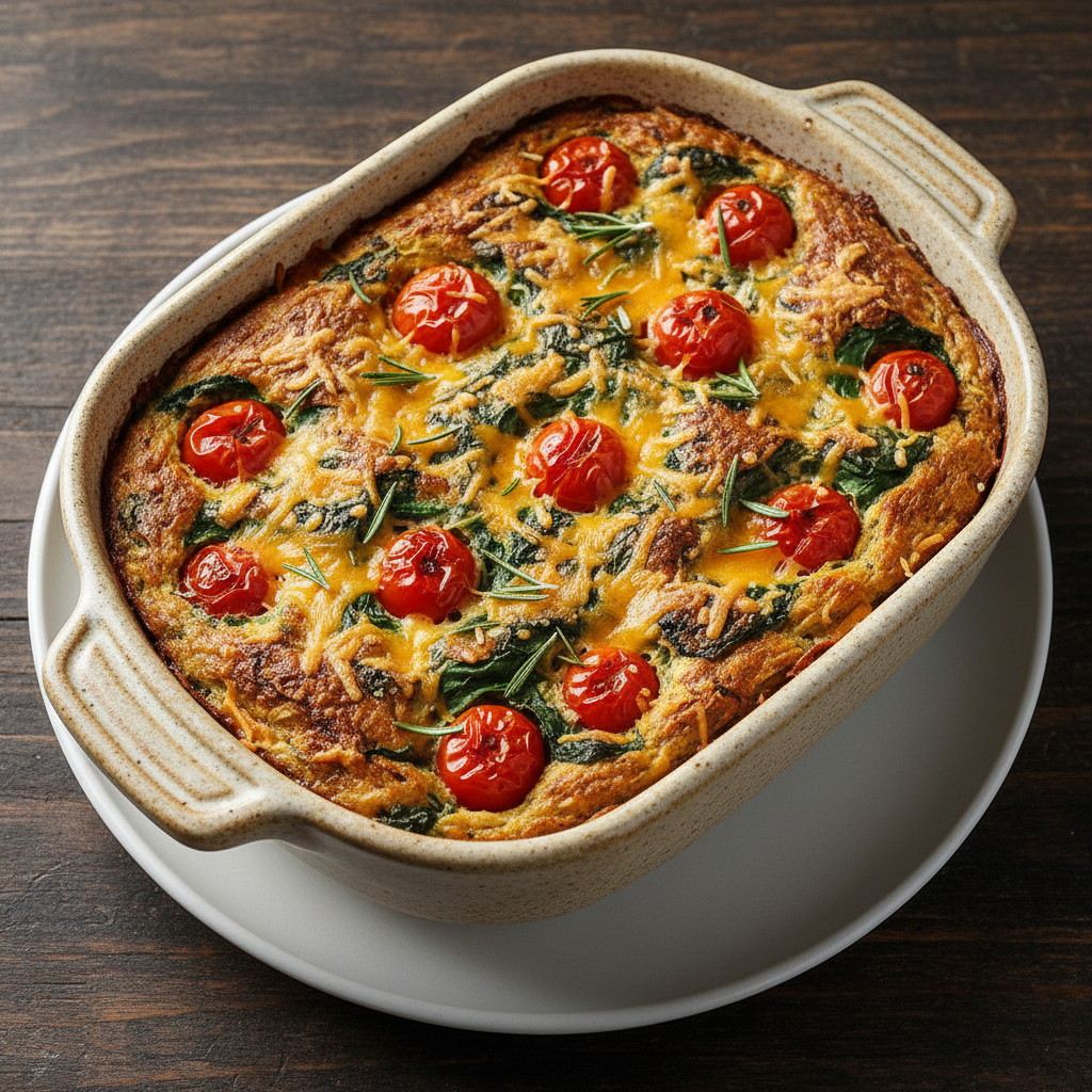 Rosemary Spinach & Tomato Savoury Baked Oats