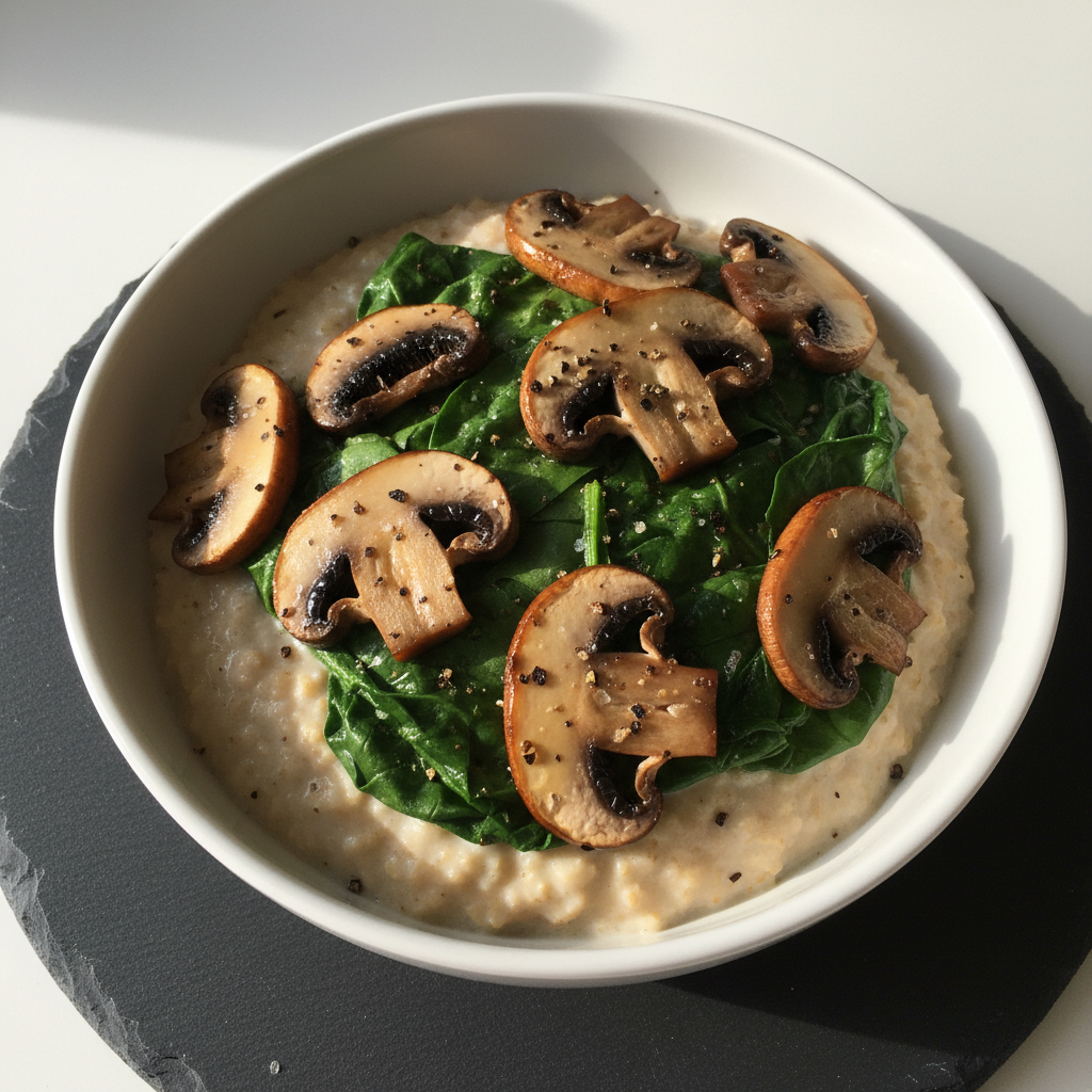 Savoury Mushroom and Spinach Oatmeal