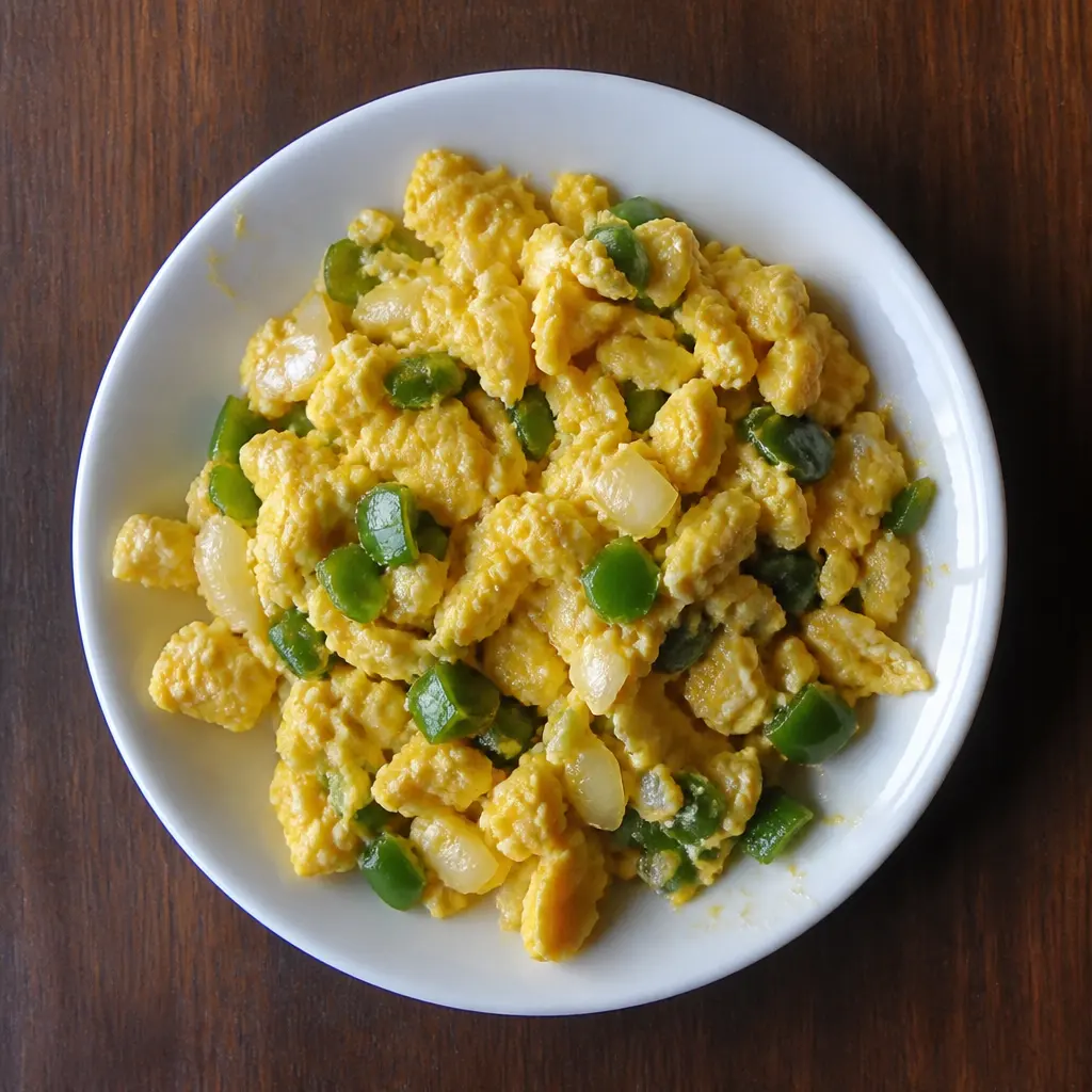 Scrambled Eggs with Onion and Green Pepper