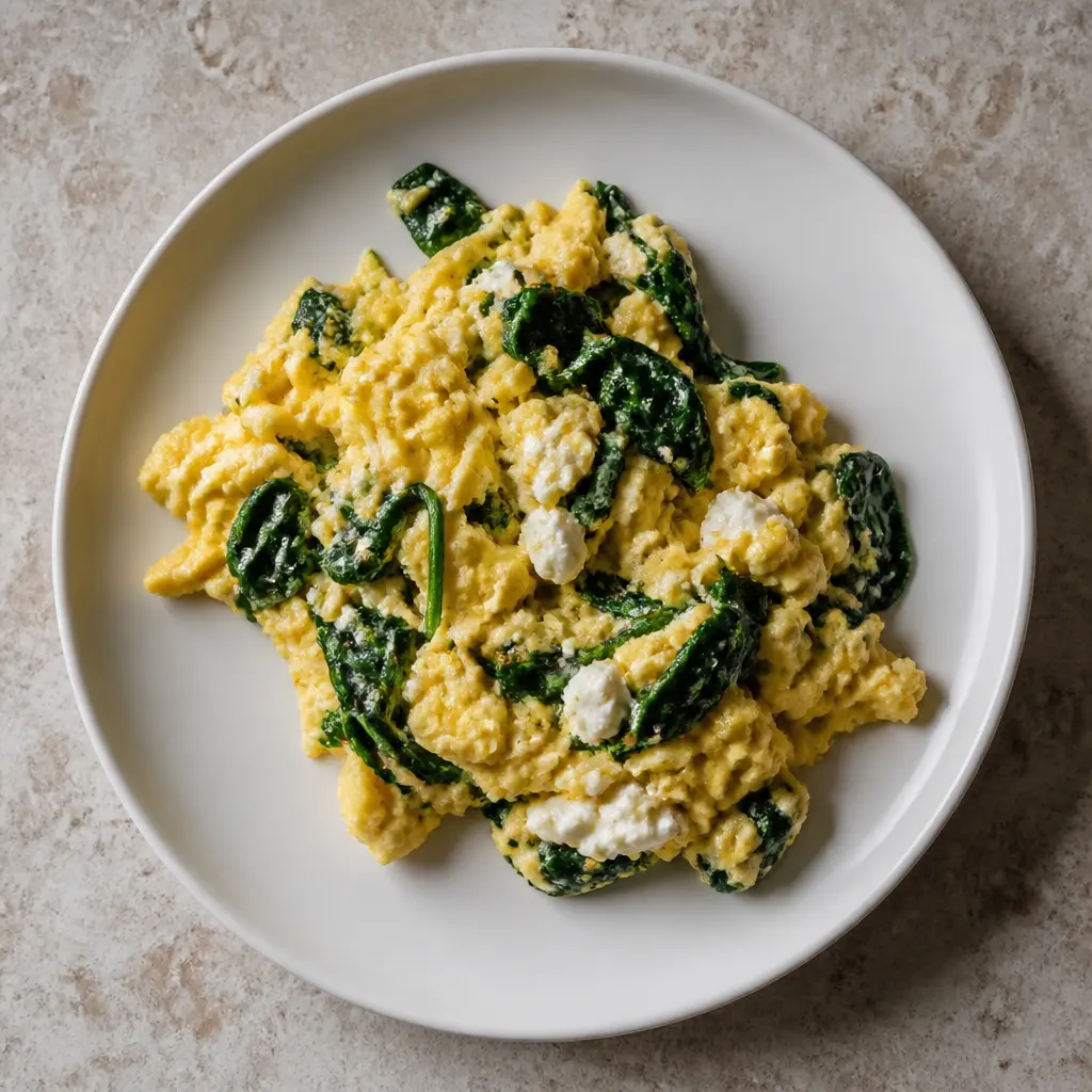 Scrambled Eggs with Spinach and Cream Cheese