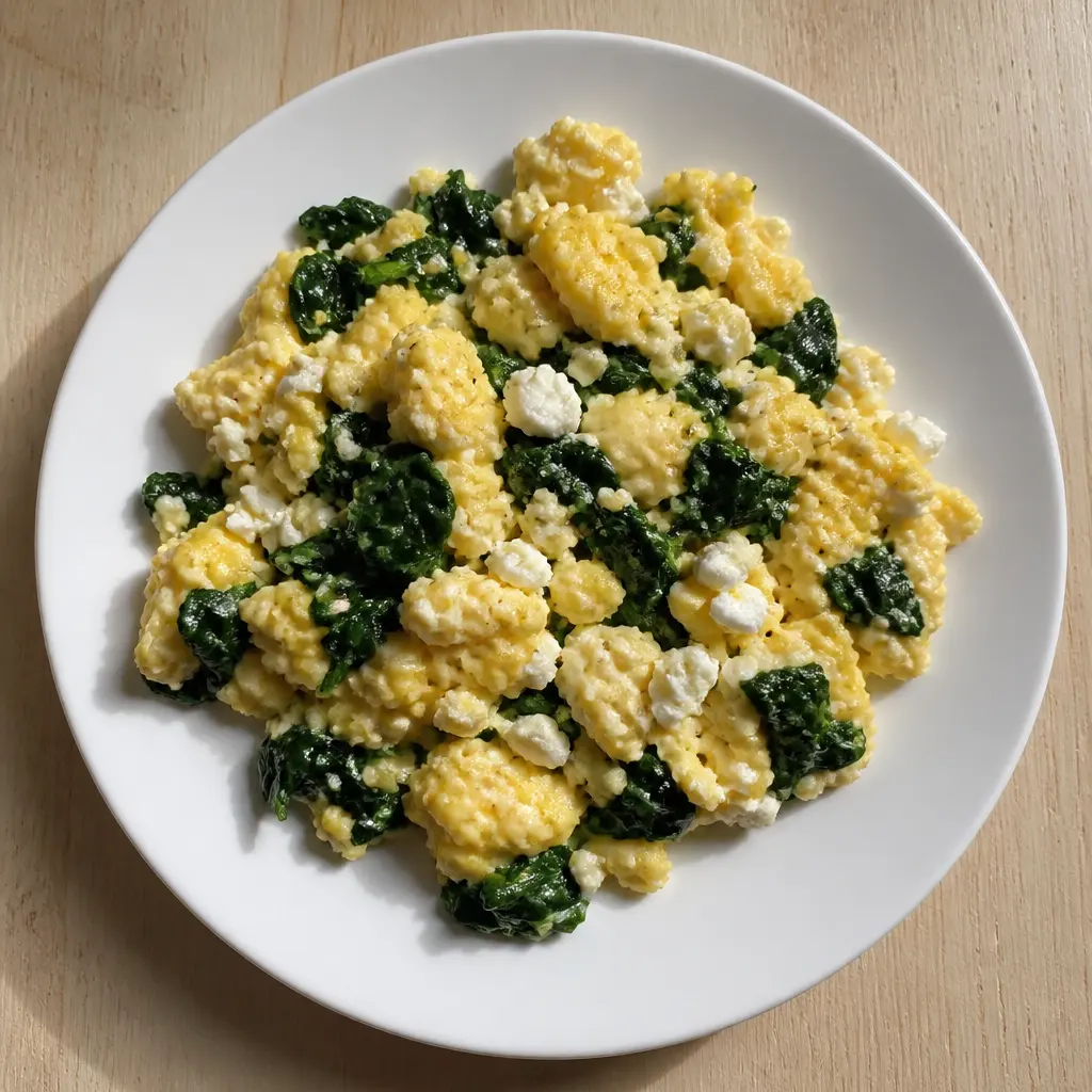 Scrambled Eggs with Spinach and Feta