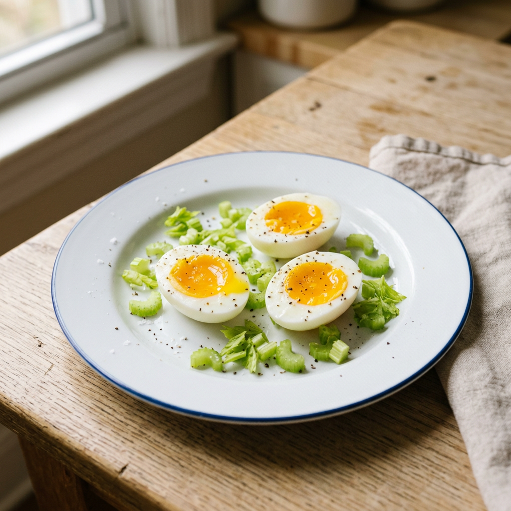 Soft-Boiled Eggs with Celery