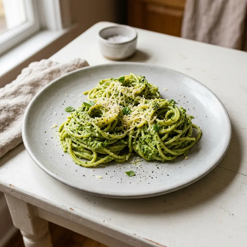 Spaghetti with Broccoli Pesto