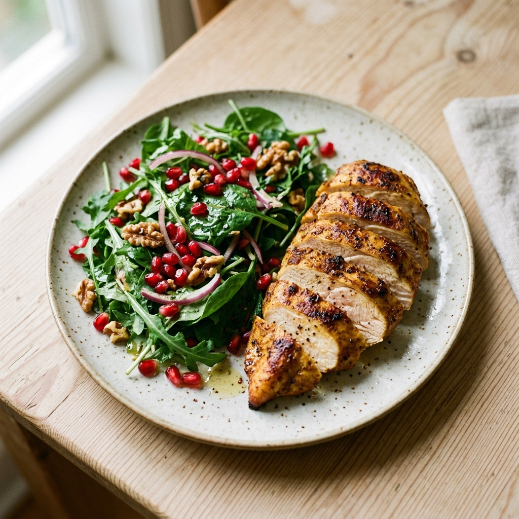 Spiced Chicken with Pomegranate Salad