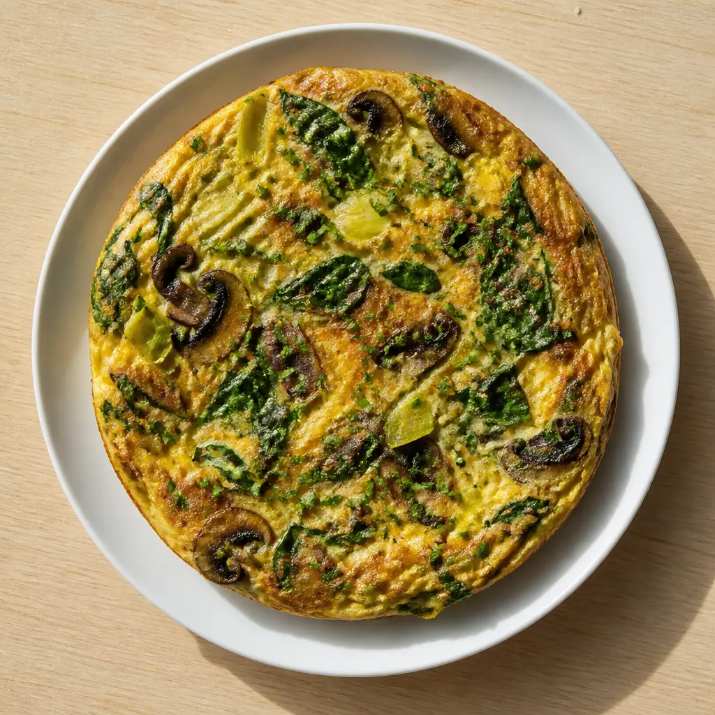 Spinach Frittata with Mushrooms and Leeks