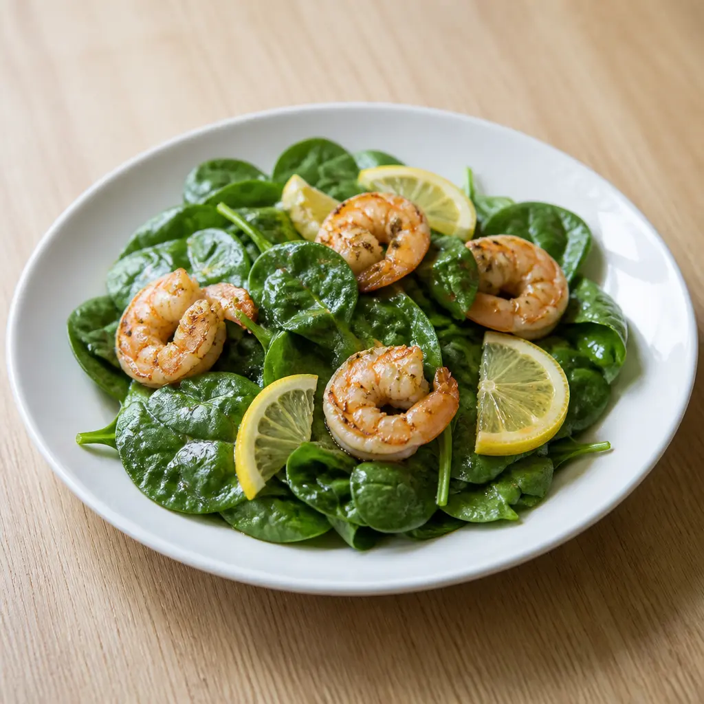 Spinach, Lemon, and Prawns Salad