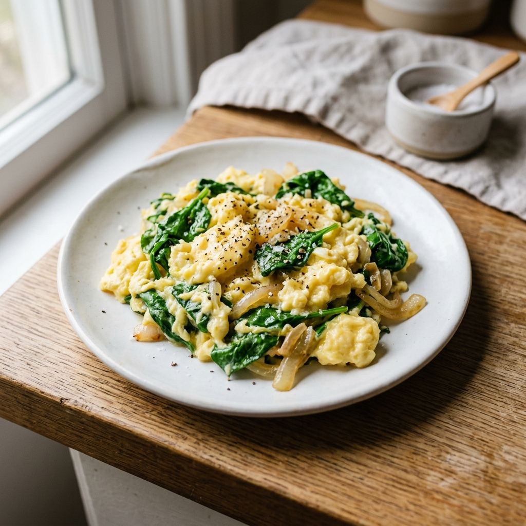 Spinach Onion Scramble