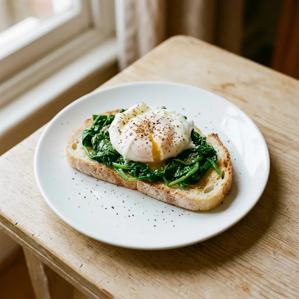 Spinach and Poached Egg on Toast