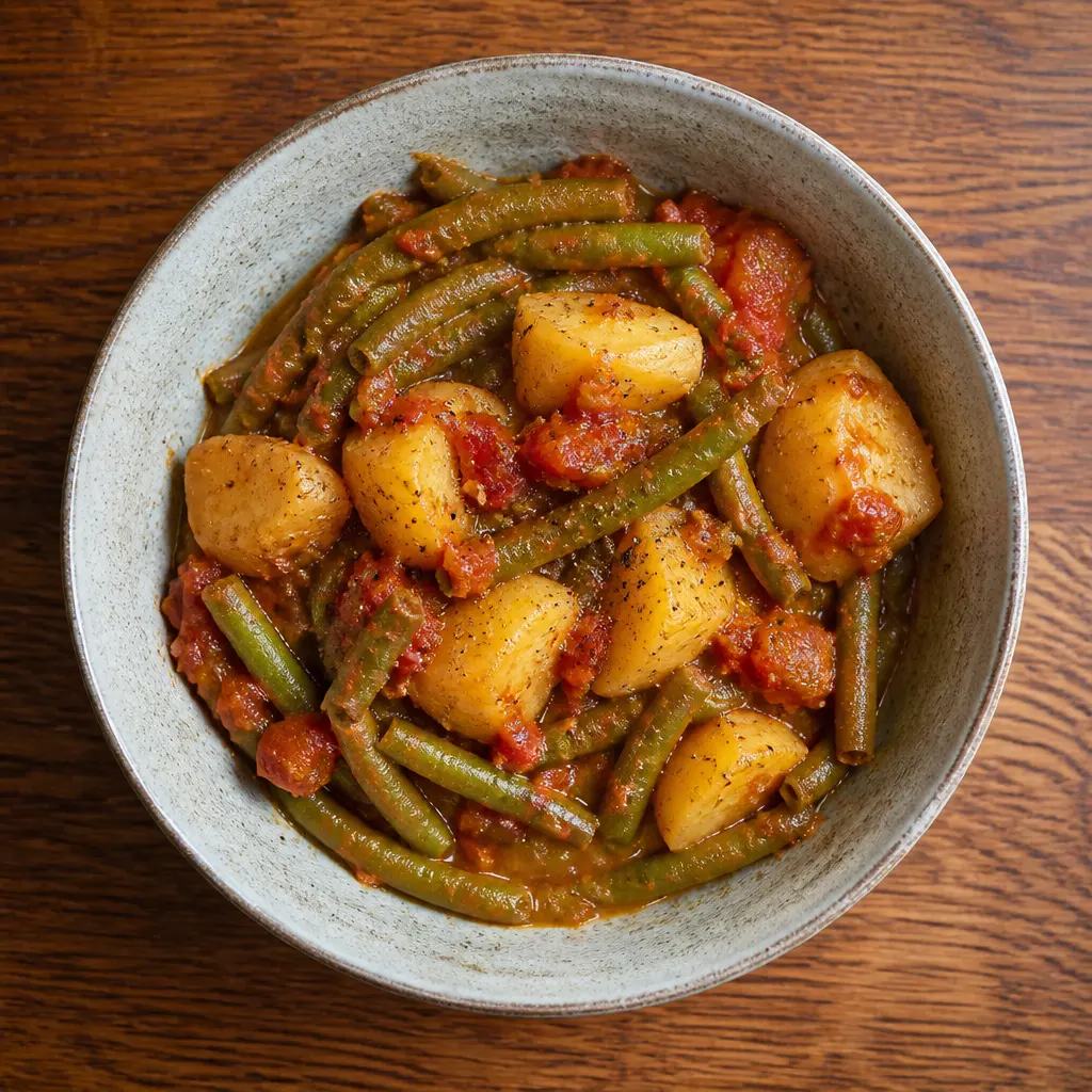 Stewed Potatoes and Green Beans with Tomatoes