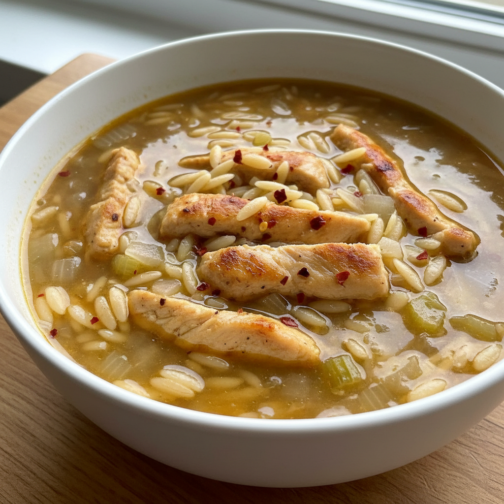 Toasted Orzo and Chicken Soup