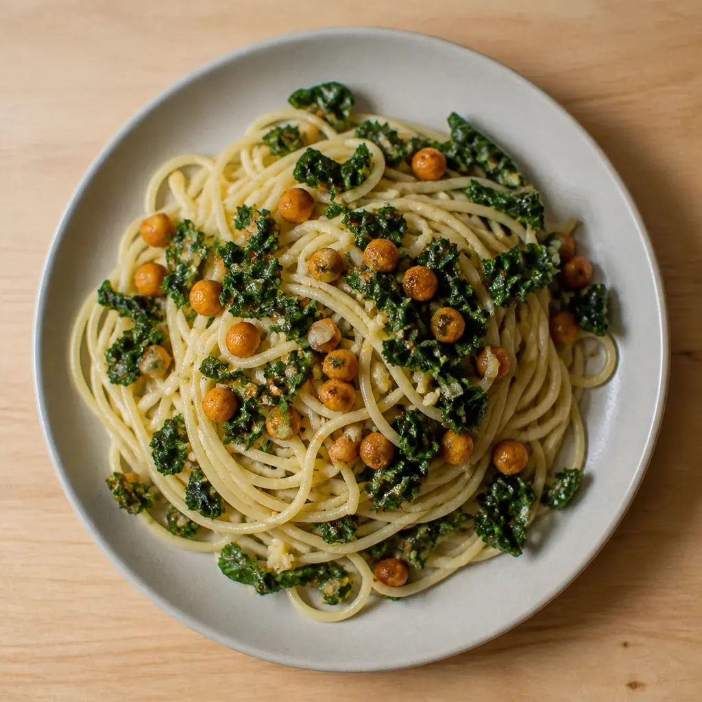 Vegan Pasta with Kale and Chickpeas