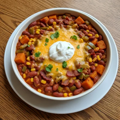 Charro Cowboy Beans with Soured Cream and Cheese