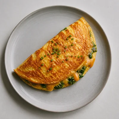 Fluffy omelette with cheese and spinach