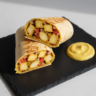 High Protein Curry Chicken Wrap