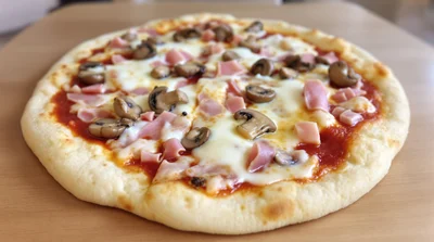 Keto-Friendly Ham and Mushroom Cottage Cheese Pizza