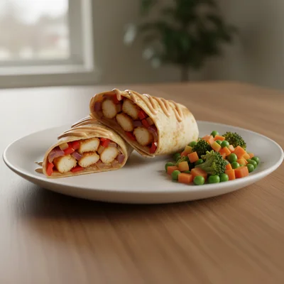 Protein-Packed Honey Chicken Wrap with Spicy Mayo & Mixed Veg