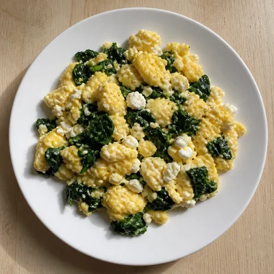 Scrambled Eggs with Spinach and Feta